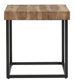 Bellwick Natural Wood/Black Metal End Table