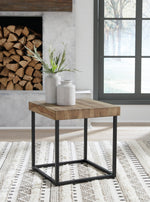 Bellwick Natural Wood/Black Metal End Table