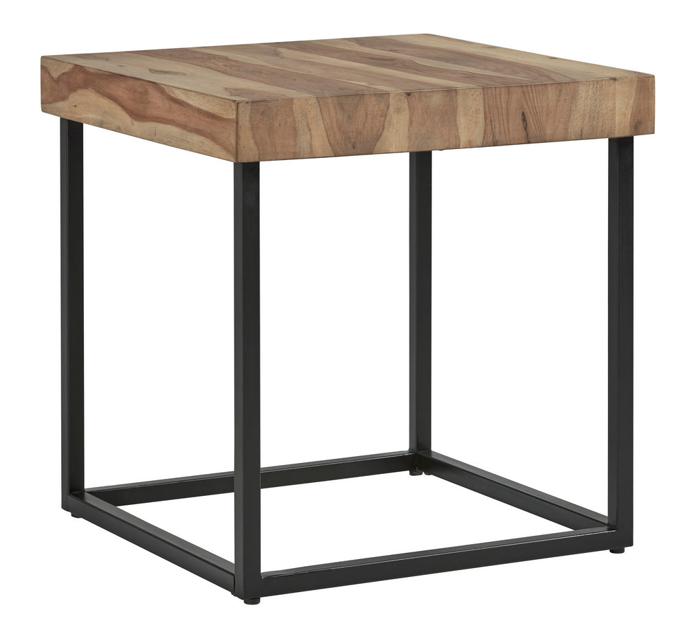 Bellwick Natural Wood/Black Metal End Table