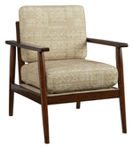 Bevyn Printed Beige Fabric Accent Chair