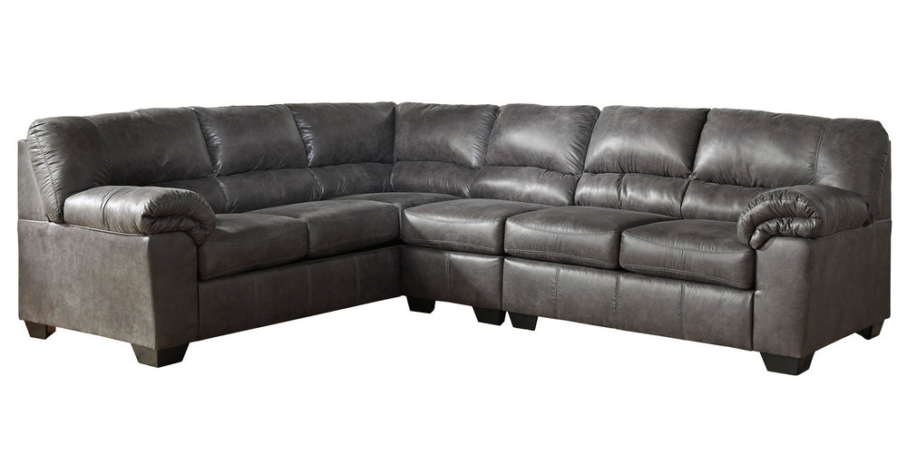 Bladen 3-Pc Slate Faux Leather Sectional with LAF Sofa (Oversized)