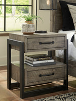 Brennagan Gray Wood 2-Drawer Nightstand