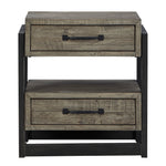 Brennagan Gray Wood 2-Drawer Nightstand