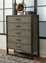 Brennagan Gray Wood 5-Drawer Chest