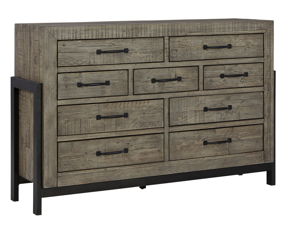 Brennagan Gray Wood 9-Drawer Dresser