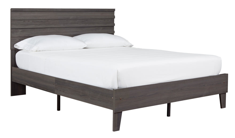 Brymont Dark Gray Wood Full Platform Bed with Headboard