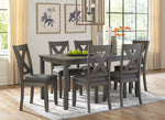 Caitbrook 7-Pc Gray Wood Dining Table Set