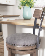 Caitbrook Gray Wood Swivel Bar Stool