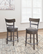 Caitbrook Gray Wood Swivel Bar Stool