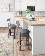 Caitbrook Gray Wood Swivel Bar Stool