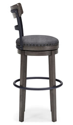 Caitbrook Gray Wood Tall Swivel Bar Stool