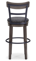 Caitbrook Gray Wood Tall Swivel Bar Stool