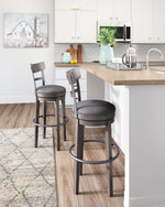 Caitbrook Gray Wood Tall Swivel Bar Stool