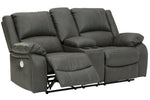 Calderwell Gray Power Recliner Loveseat