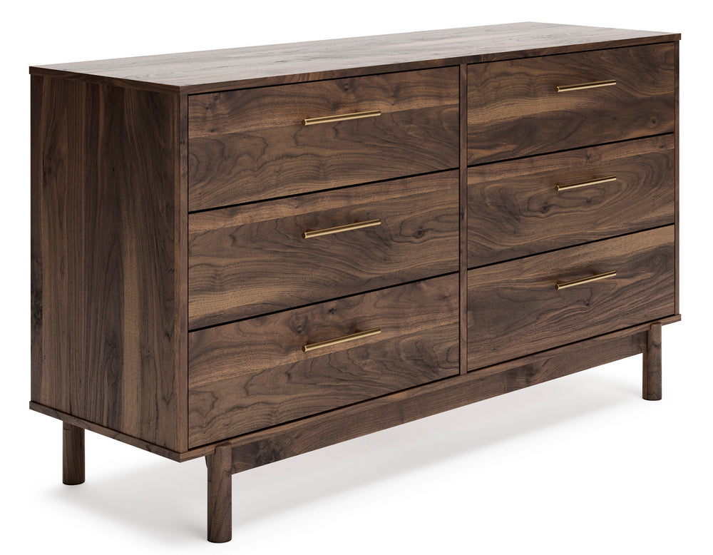 Calverson Mocha Wood 6-Drawer Dresser