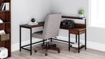 Camiburg Warm Brown Wood/Black Metal L-Desk