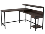 Camiburg Warm Brown Wood/Black Metal L-Desk