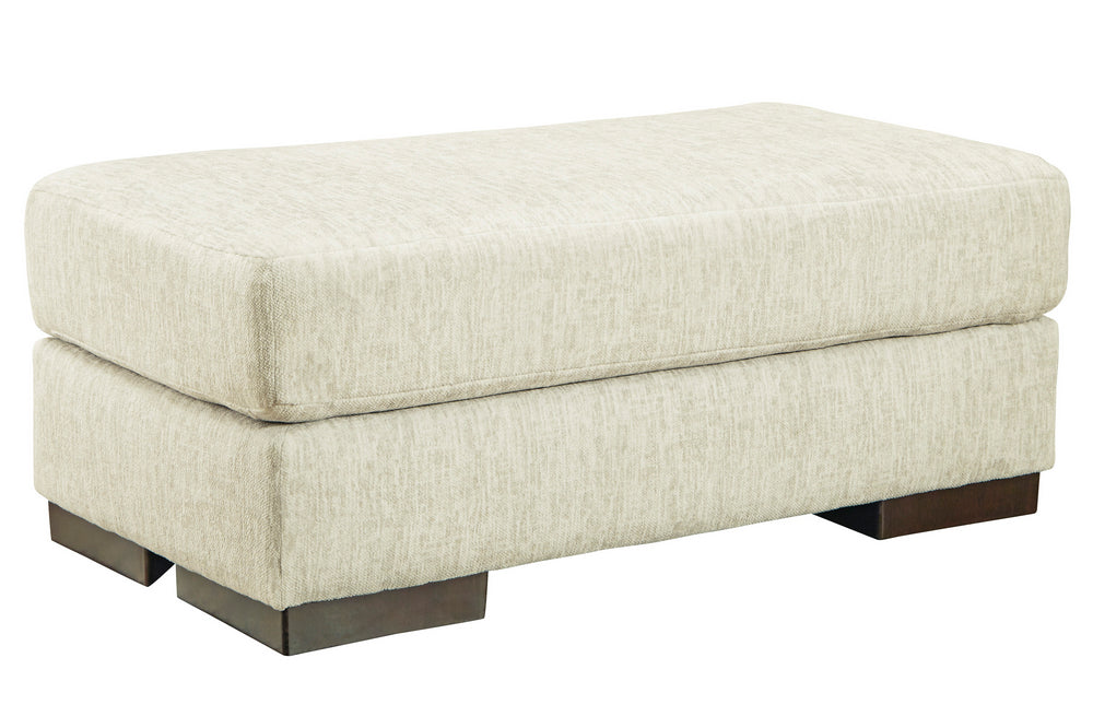 Caretti Parchment Chenille Microfiber Ottoman