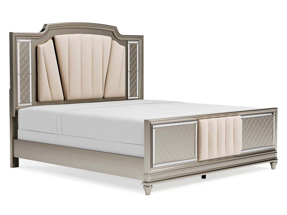 Chevanna Cream/Platinum Cal King Panel Bed