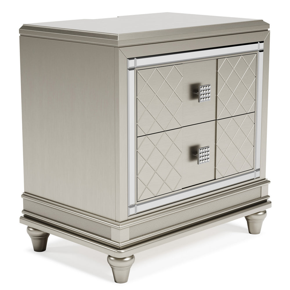 Chevanna Platinum Wood 2-Drawer Nightstand