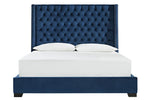 Coralayne Blue Vevet Queen Bed