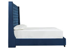 Coralayne Blue Vevet Queen Bed