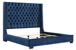 Coralayne Blue Vevet Queen Bed