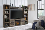 Derekson Multi Gray Wood Entertainment Center with Infrared Fireplace Insert