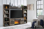 Derekson Multi Gray Wood Entertainment Center with Fireplace Insert