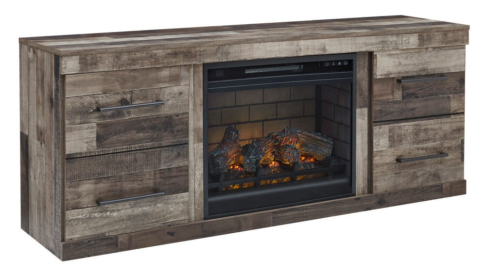 Derekson Multi Gray LG TV Stand with Infrared Fireplace Insert