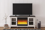 Dorrinson Two-Tone LG TV Stand with Fireplace Insert