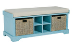 Dowdy Teal Wood Storage Accent Bench