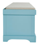 Dowdy Teal Wood Storage Accent Bench