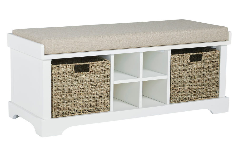 Dowdy White Wood Storage Accent Bench