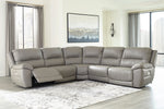 Dunleith 5-Pc Gray Power Recliner Sectional