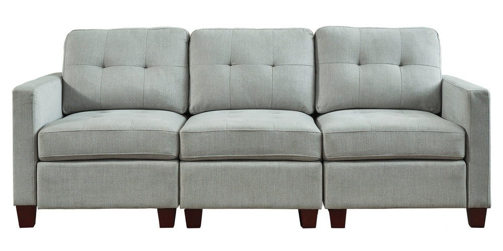 Edlie 3-Pc Pewter Fabric RTA Sofa