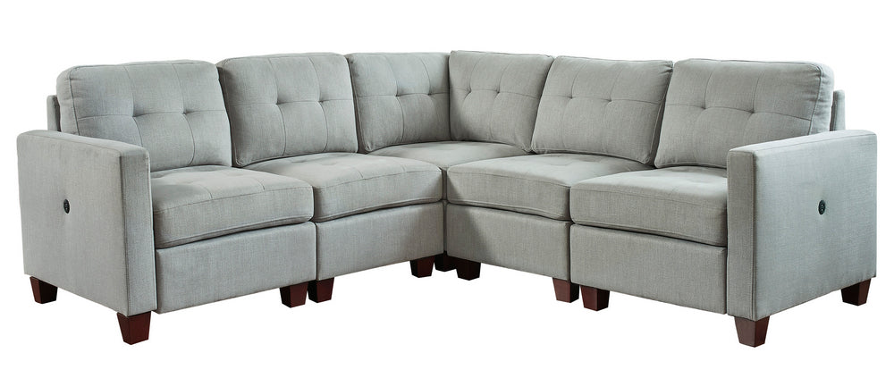 Edlie 5-Pc Pewter Fabric RTA Sectional Sofa