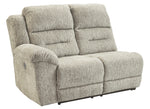 Family Den 3-Pc Pewter Power Recliner Sectional with LAF Loveseat & Console