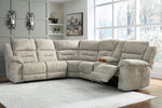 Family Den 3-Pc Pewter Power Recliner Sectional with LAF Loveseat & Console