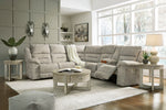 Family Den 3-Pc Pewter Power Recliner Sectional with LAF Loveseat & Console