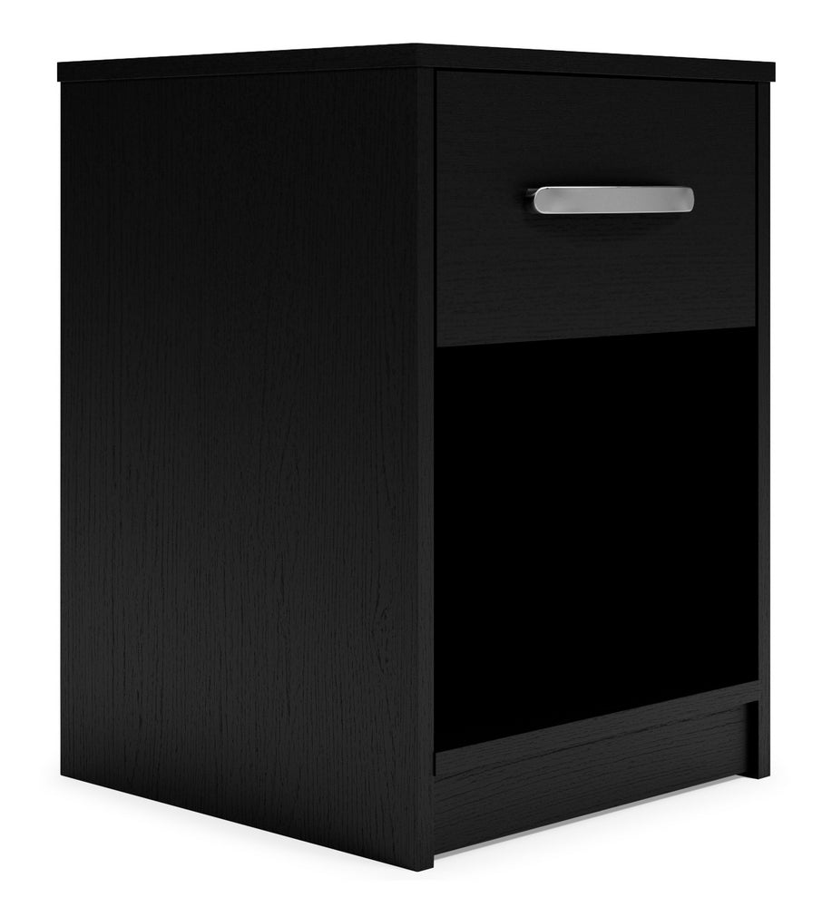 Finch Black Wood 1-Drawer Nightstand