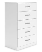 Flannia White Wood 5-Drawer Chest