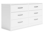 Flannia White Wood 6-Drawer Dresser