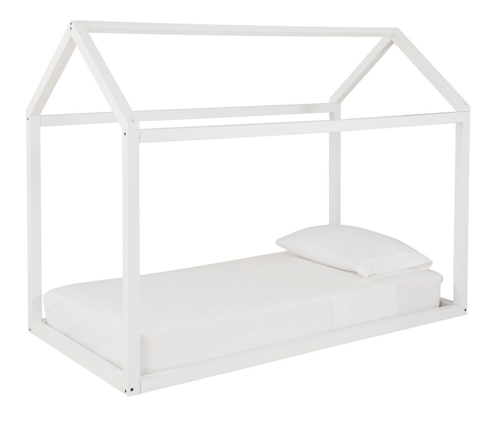 Flannibrook White Wood Twin House Bed Frame