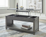 Freedan Grayish Brown Lift-Top Coffee Table