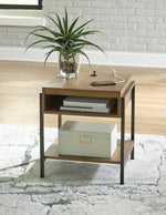 Fridley Brown Wood/Black Metal End Table