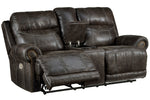 Grearview Charcoal Faux Leather Power Recliner Loveseat