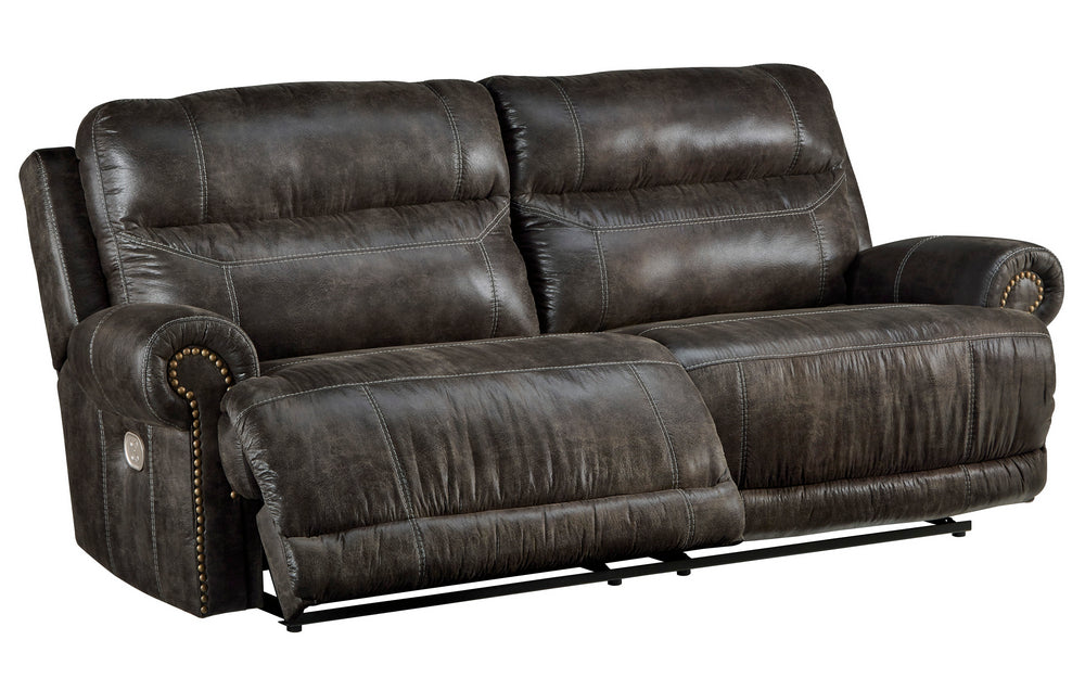 Grearview Charcoal Faux Leather 2-Seat Power Recliner Sofa (Oversized)