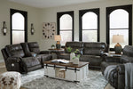 Grearview Charcoal Faux Leather 2-Seat Power Recliner Sofa (Oversized)