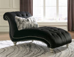 Harriotte Black Fabric Chaise